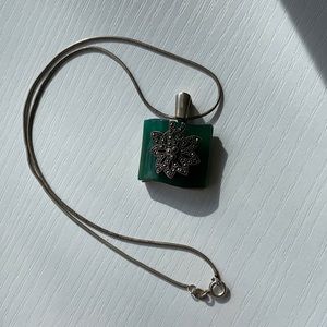 Vintage green stone sterling silver necklace